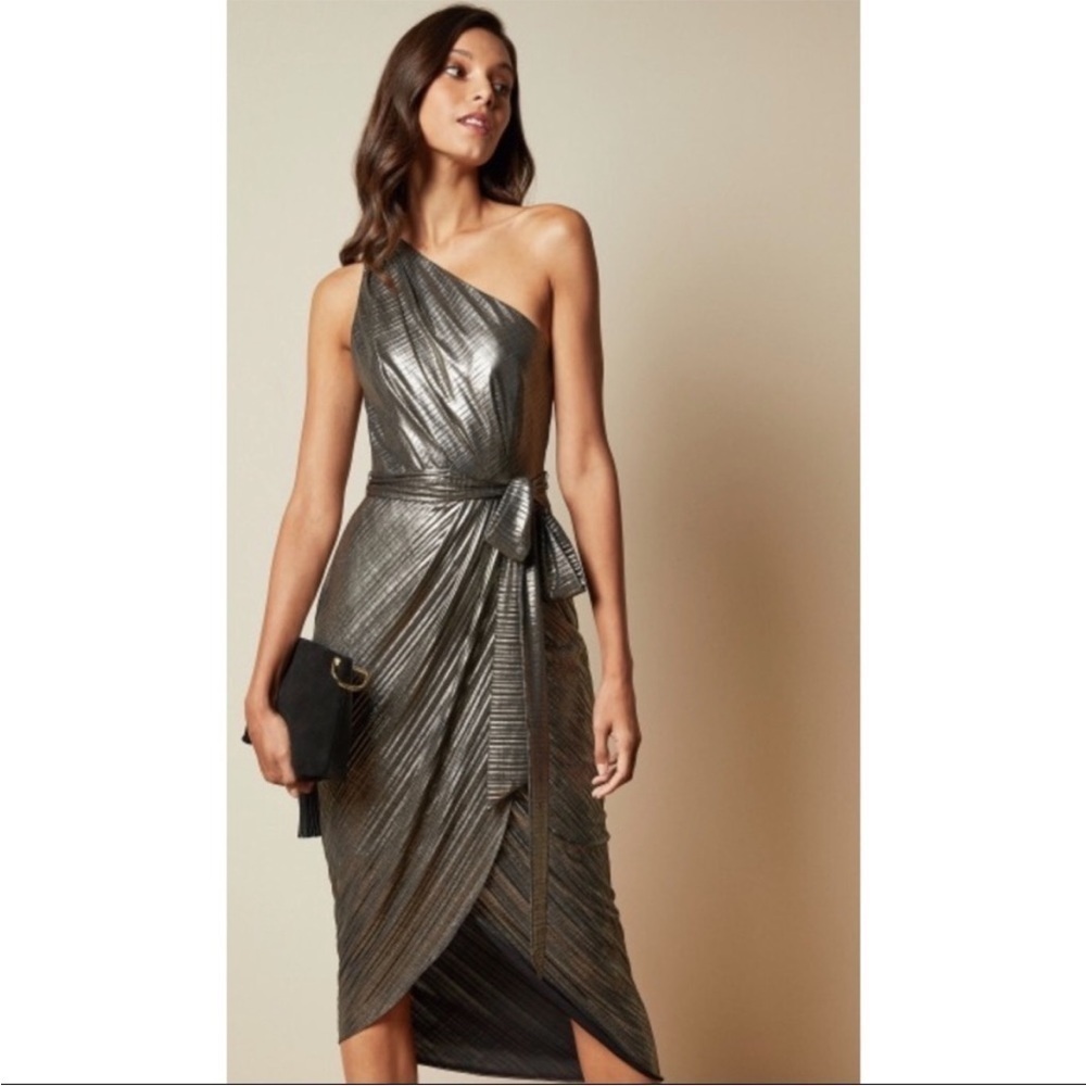 Ted Baker Gabria Metallic One-Shoulder Dress